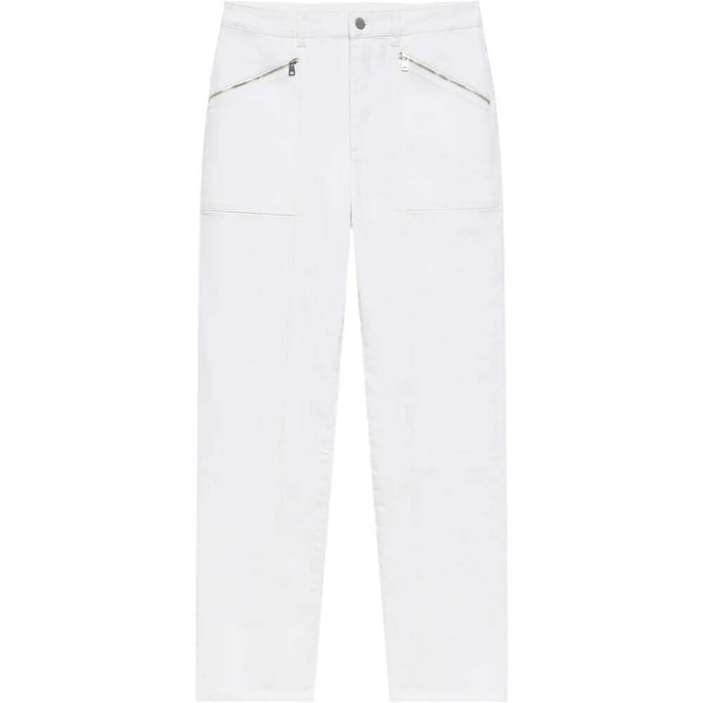 Mint Velvet White Sculpting Slim Biker Detail Jeans